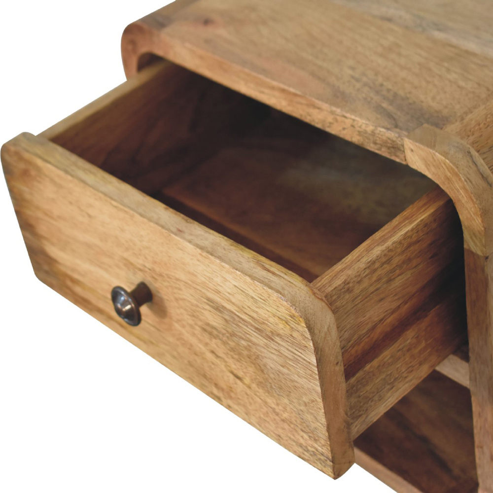 Artisan Furniture Mini Oak Single Drawer Single Shelf Mango Wood Floating Open Bedside Table Image 6