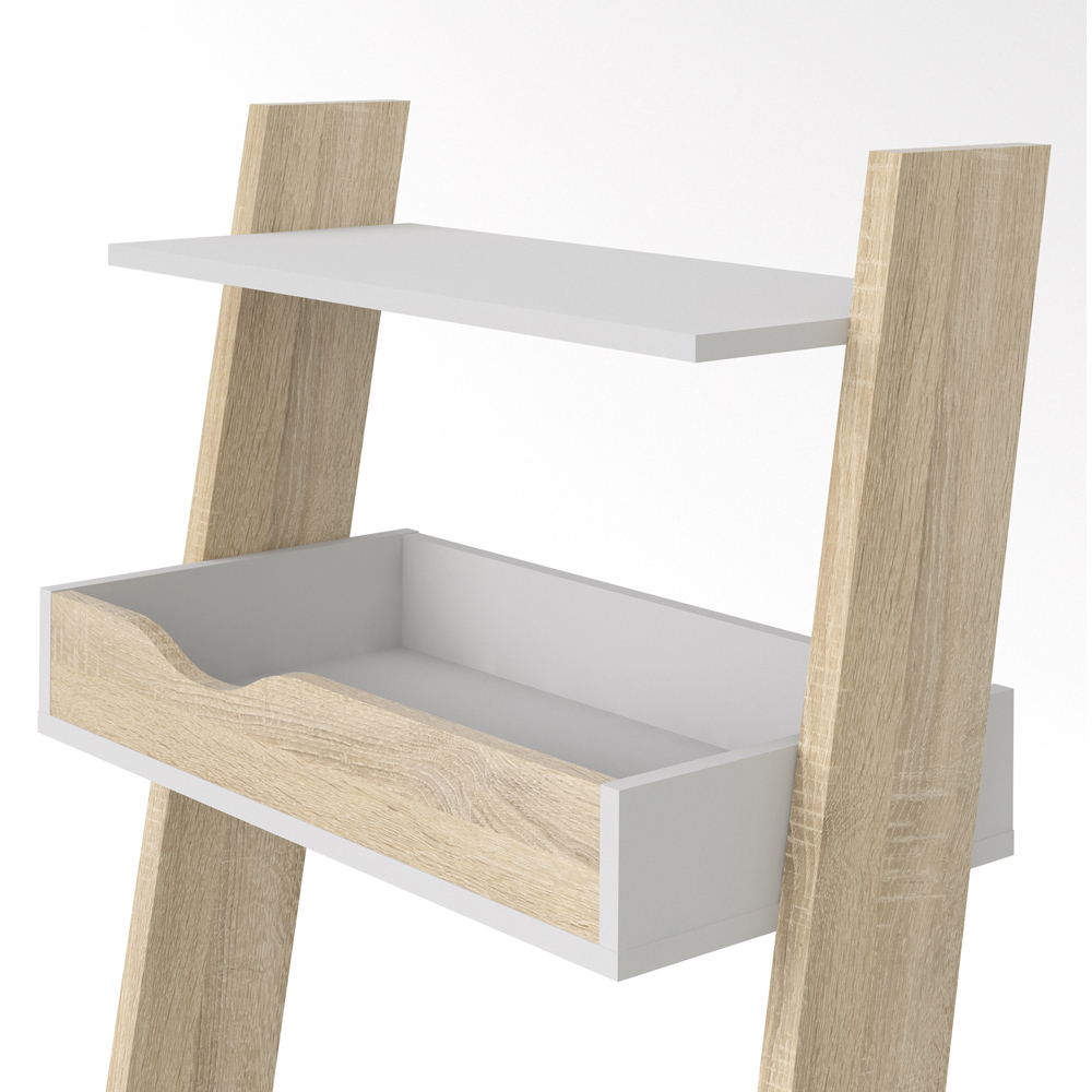 Florence Single Drawer Leaning Desk White and Oak Image 4