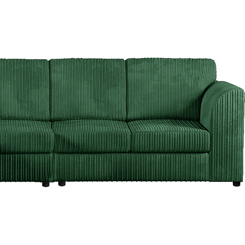 Luxor 4 Seater Green Jumbo Cord Left Hand Facing Full Back L Shaped Corner Sofa Set Image 3
