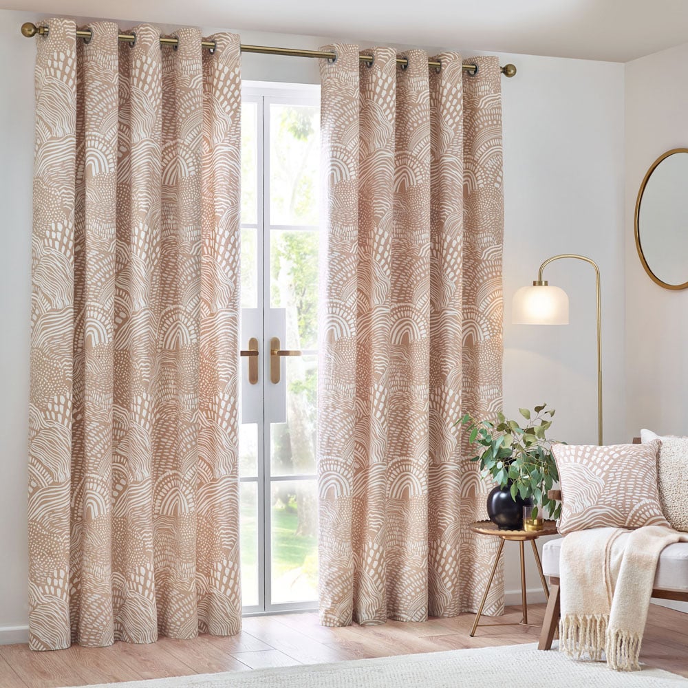 Hoem Nola Oat Abstract Eyelet Curtains 168 x 137cm Image 6