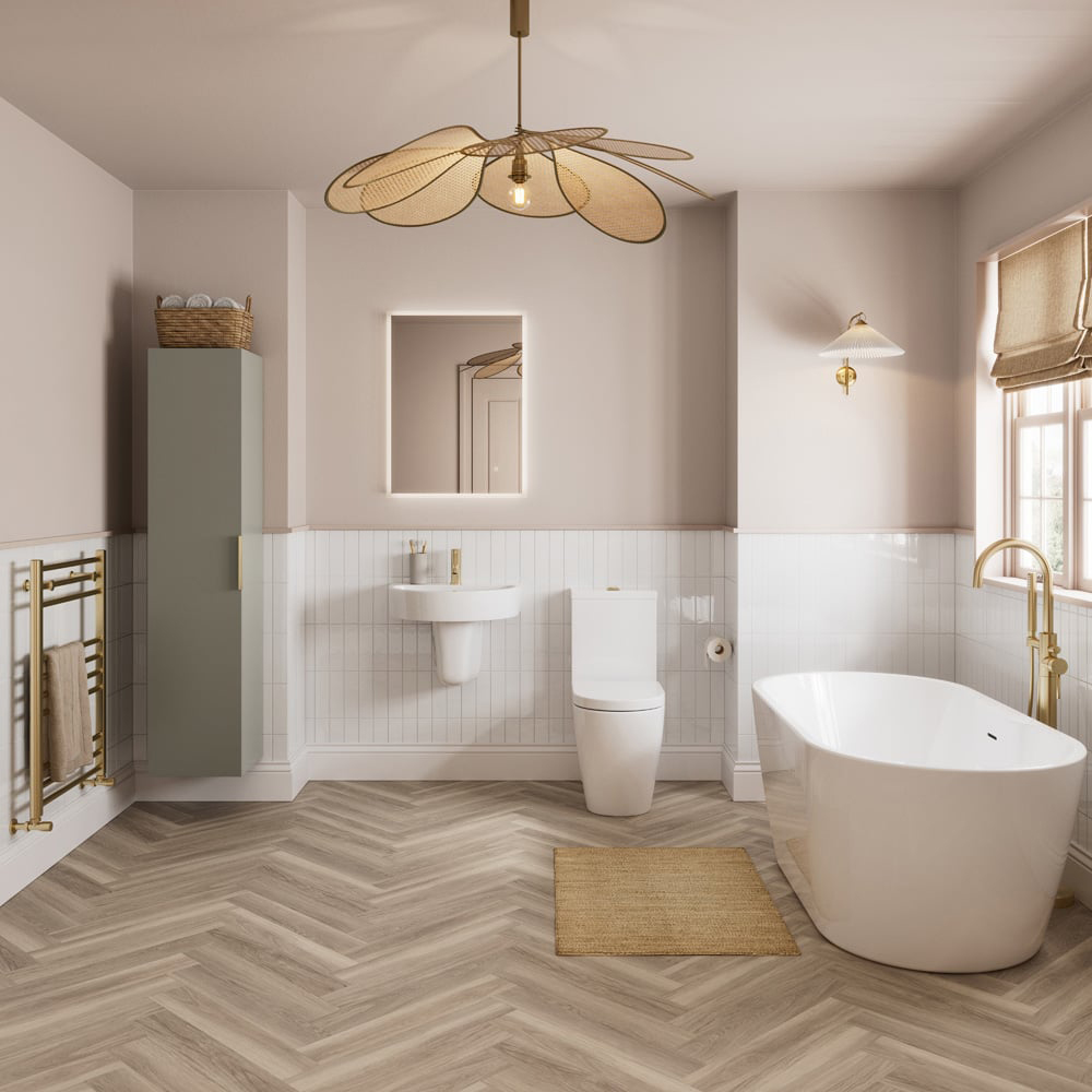 Bathstore Newton Brushed Brass Floor Standing Bath Shower Mixer Image 4