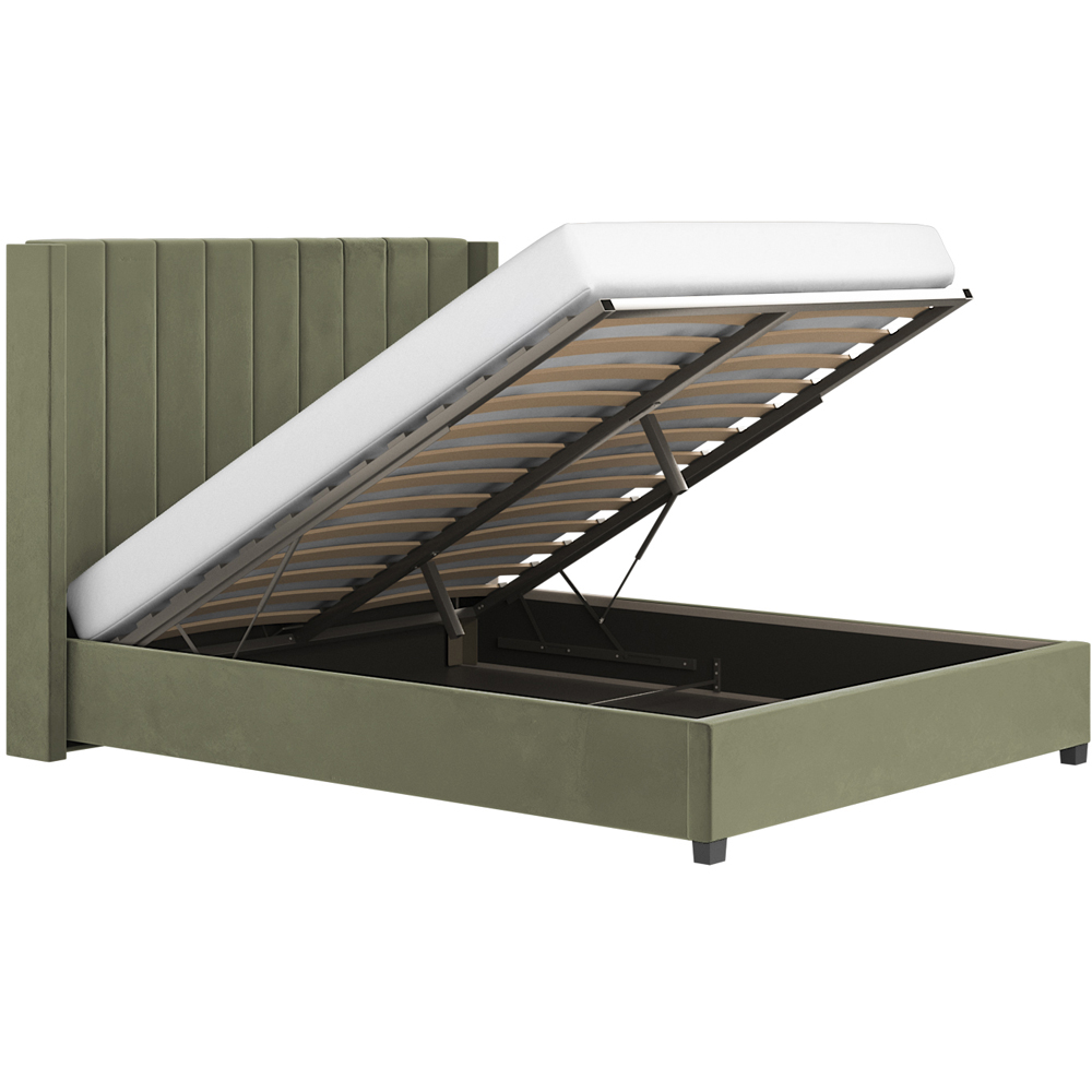 Flair Tiggy Double Khaki Velvet Ottoman Bed with Winged Headboard Image 3