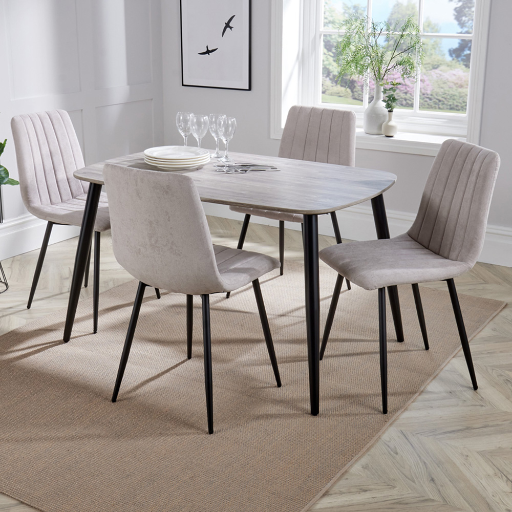 Core Products Aspen 4 Seater Rectangular Dining Set Grey Oak and Natural Image 1