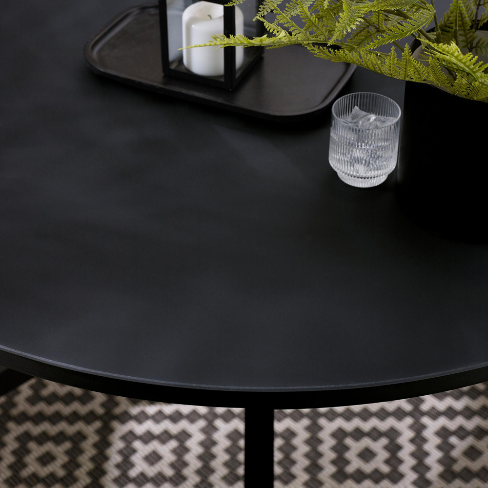 Furniturebox Castres and Elba 4 Seater Metal Rattan Dining Set Black Image 2