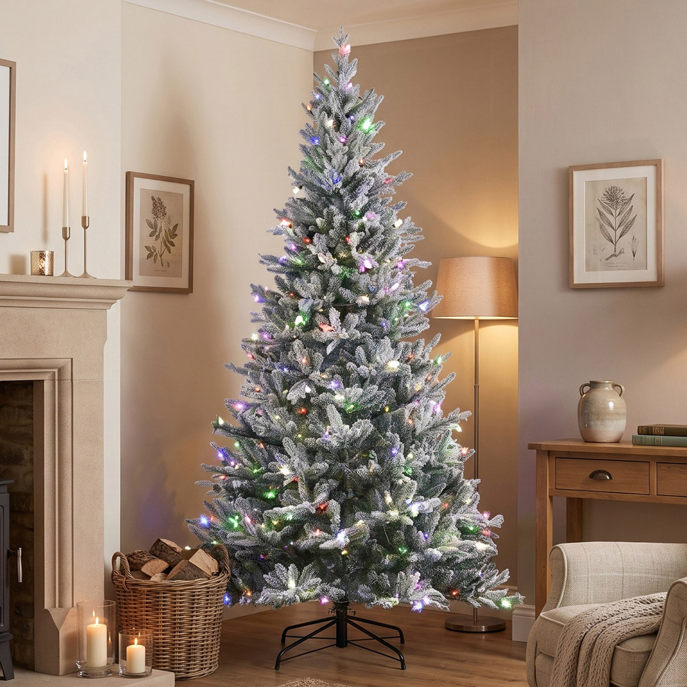 Bosk Frosted Dalton Fir Pre-Lit 400 Colour Switch LED Artificial Christmas Tree 6.5ft Image 3