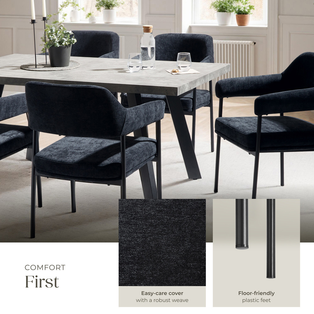 tectake Mave Set of 4 Taupe and Chrome Dining Chair Image 4