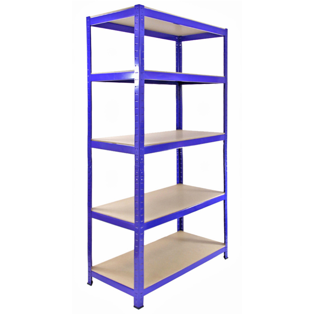 MonsterShop T-Rax 5 Shelf Blue Corner Shelving Rack 90cm Set of 3 Image 2