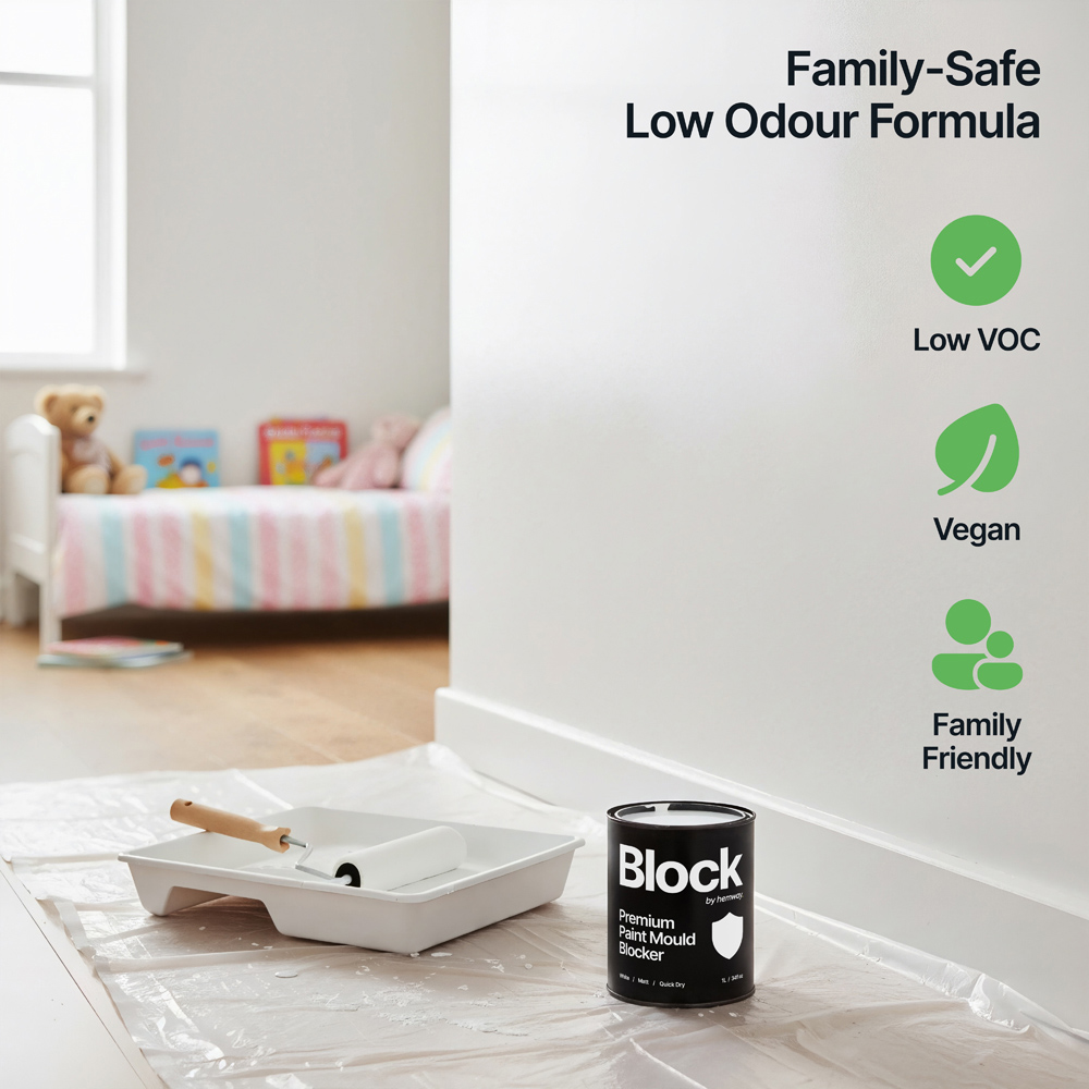 Hemway Premium White Matt Paint Mould Blocker 1L Image 4