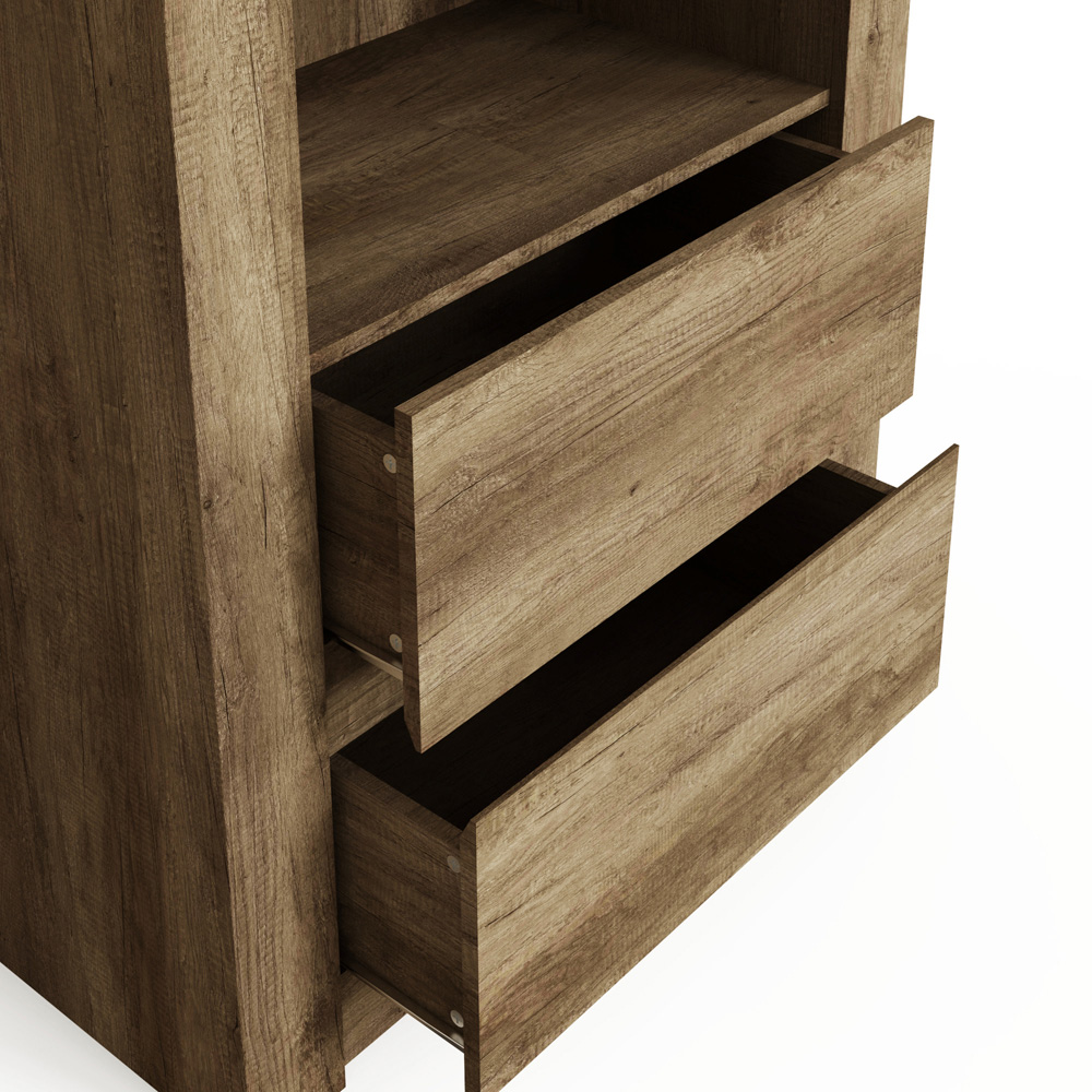 GFW 2 Drawer 3 Shelf Canyon Oak Grey Bookcase Image 5