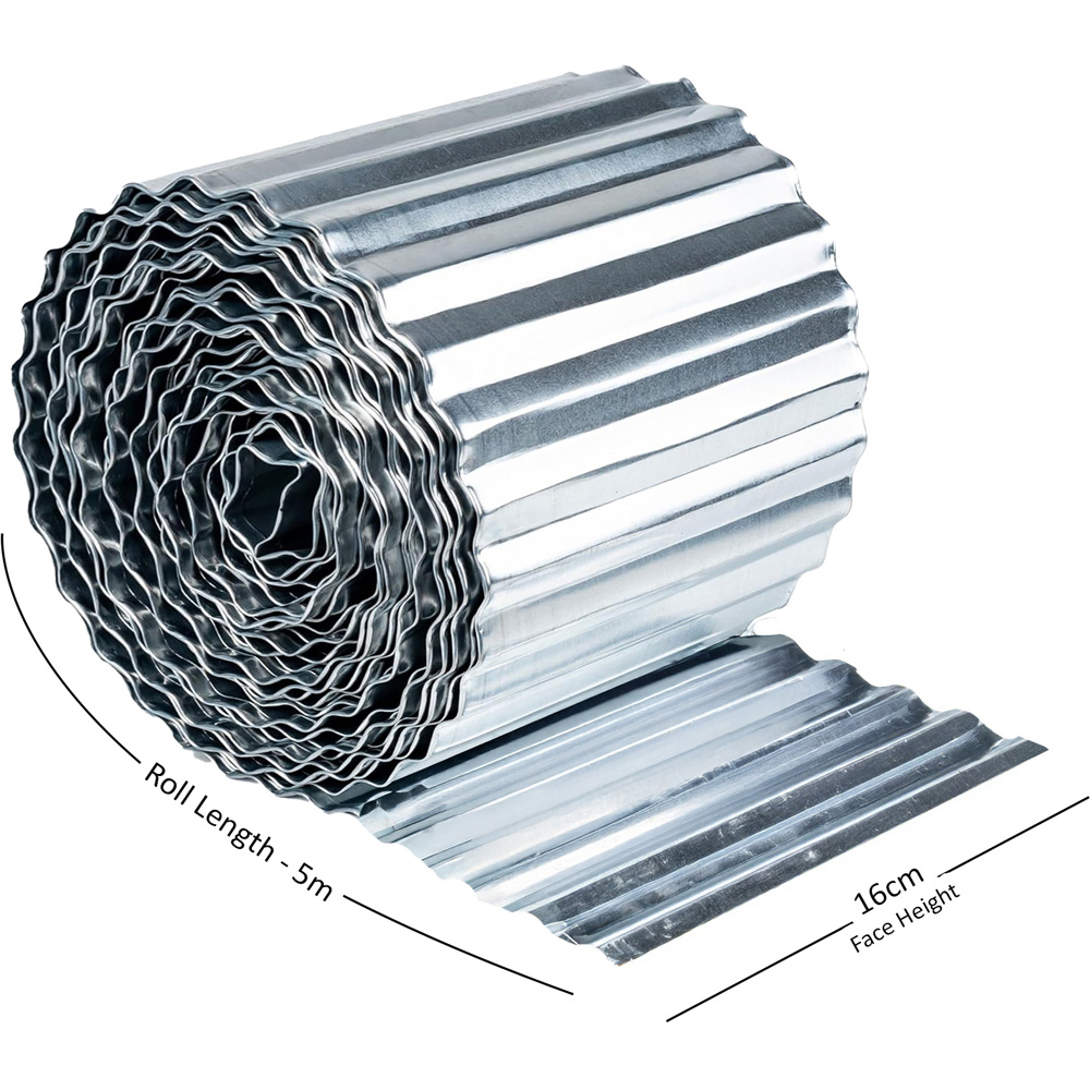 Nicoman Silver Corrugated Metal Lawn Edging Garden Border Roll 5m Image 7