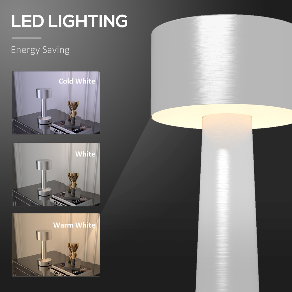Portland Silver LED Battery Operated Table Lamp Image 5