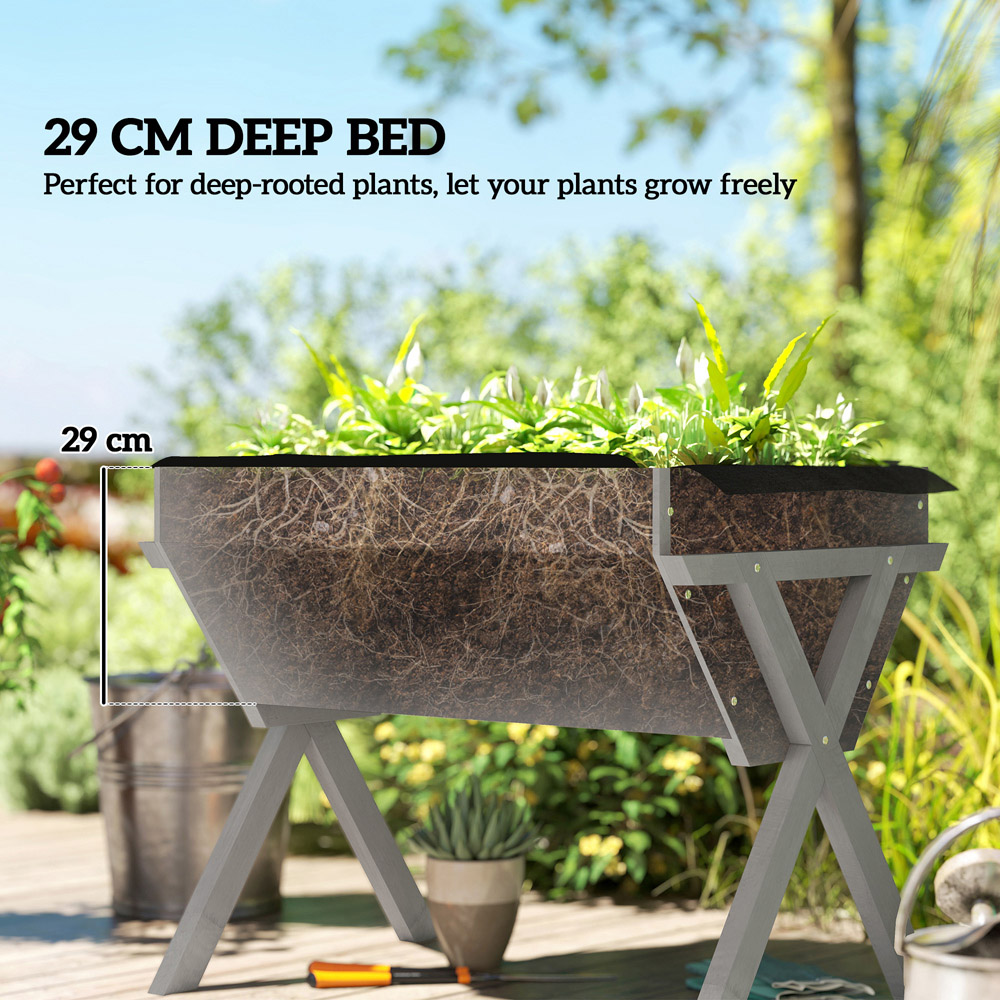 Outsunny Light Grey Wooden Planter Raised Bed 91 x 67.6 x 29cm Image 8
