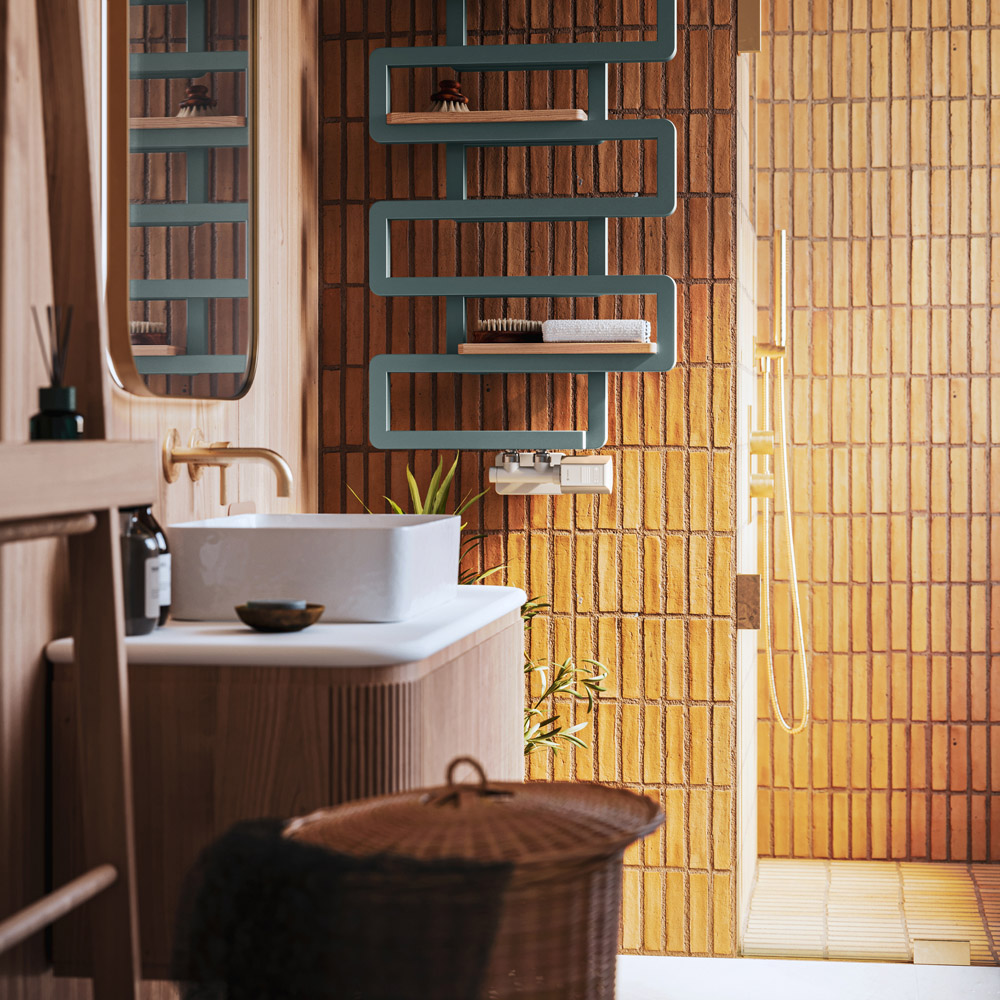 Terma Bookie Beech Wood Towel Rail Shelf 400mm Image 7