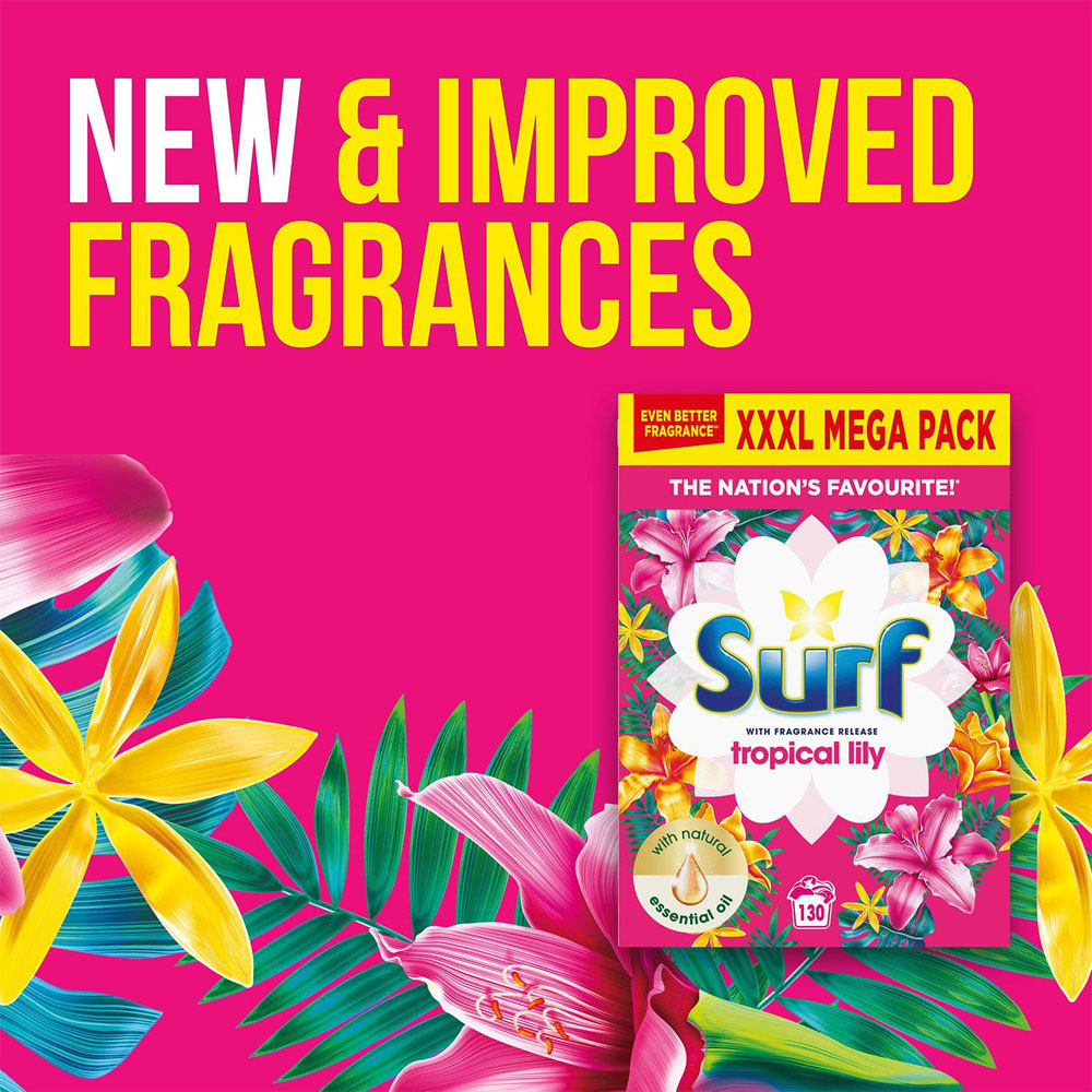 Surf Tropical Lily Laundry Powder with Comfort Fuchsia Passion Fabric Conditioner Image 7