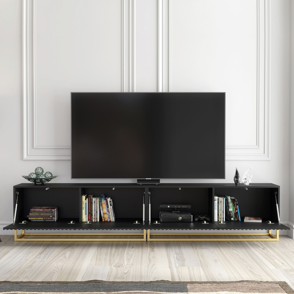 Creative Furniture Ripple Duo Black 2 Fluted Door TV Unit Image 6
