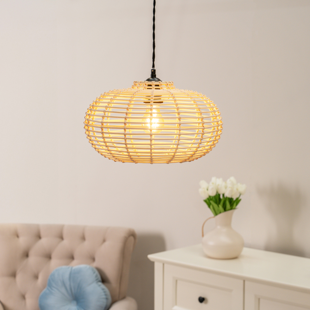 ValueLights Easy Fit Romy Natural Rattan Pendant Lamp Shade Image 4