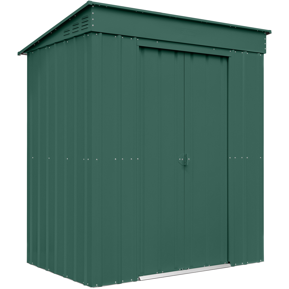 Globel 6 x 4ft 2 Door Green Metal Pent Garden Shed Image 1