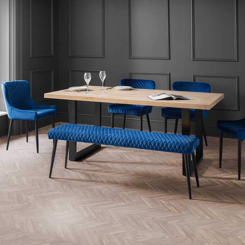 Julian Bowen Berwick 6 Seater Rectangular Dining Set with Low Bench Blue Image 1