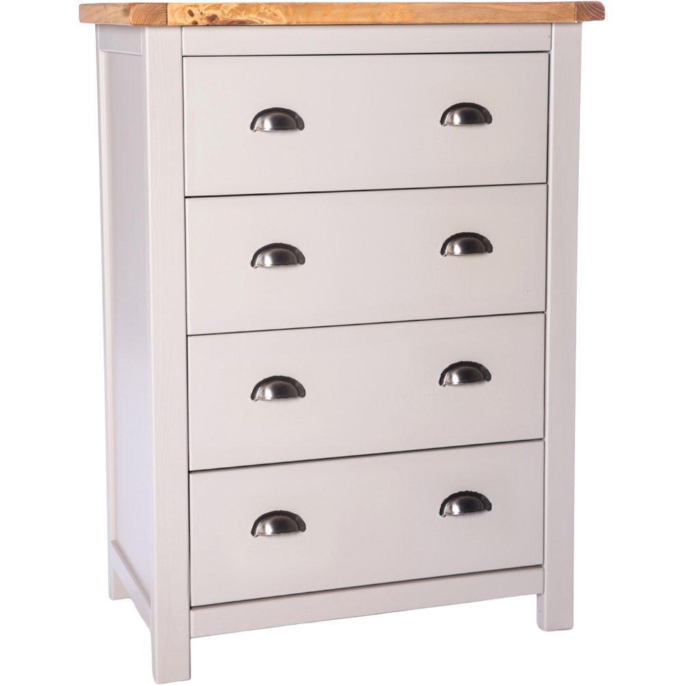 Cabinet Bits Argenta 4 Drawer Light Grey Chrome Cup Handle Chest of Drawers Image 3