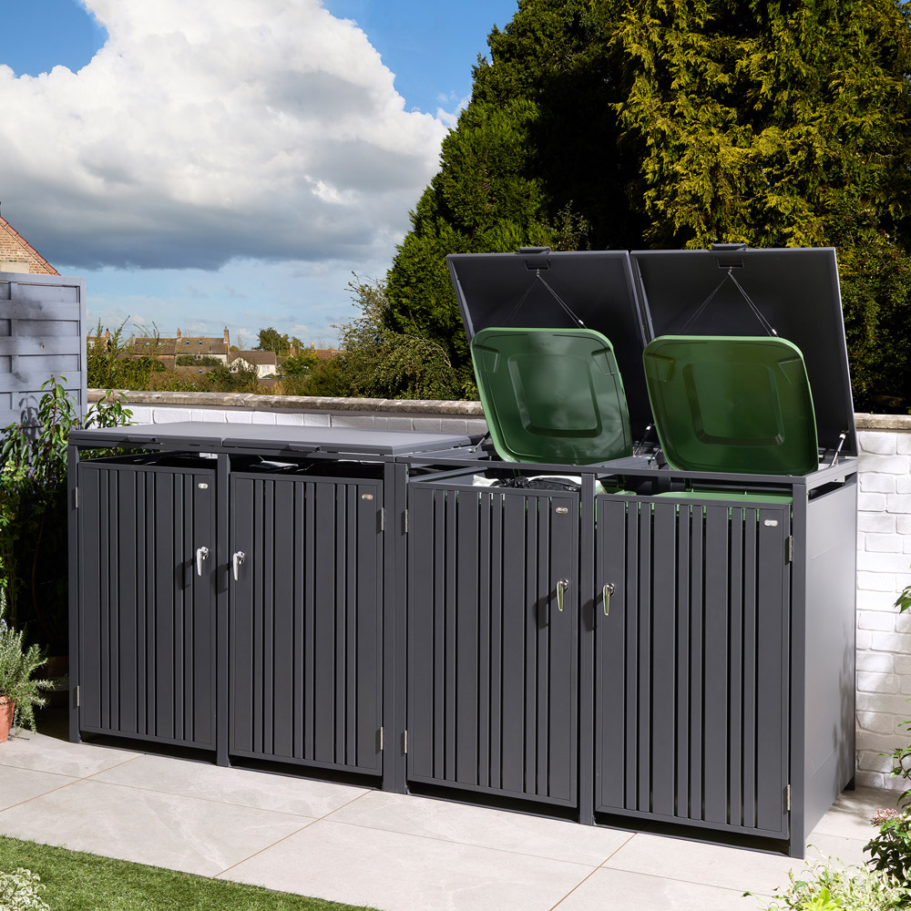 Rowlinson Wimbledon Anthracite 4 Wheelie Bin Store Image 2