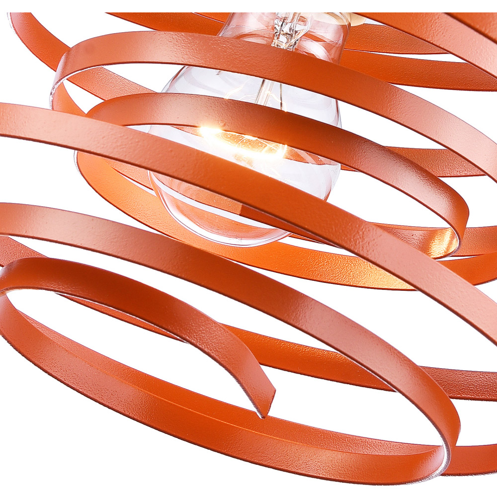 Happy Homewares Double Ribbon Spiral Swirl Orange Gloss Metal Ceiling Light Image 5
