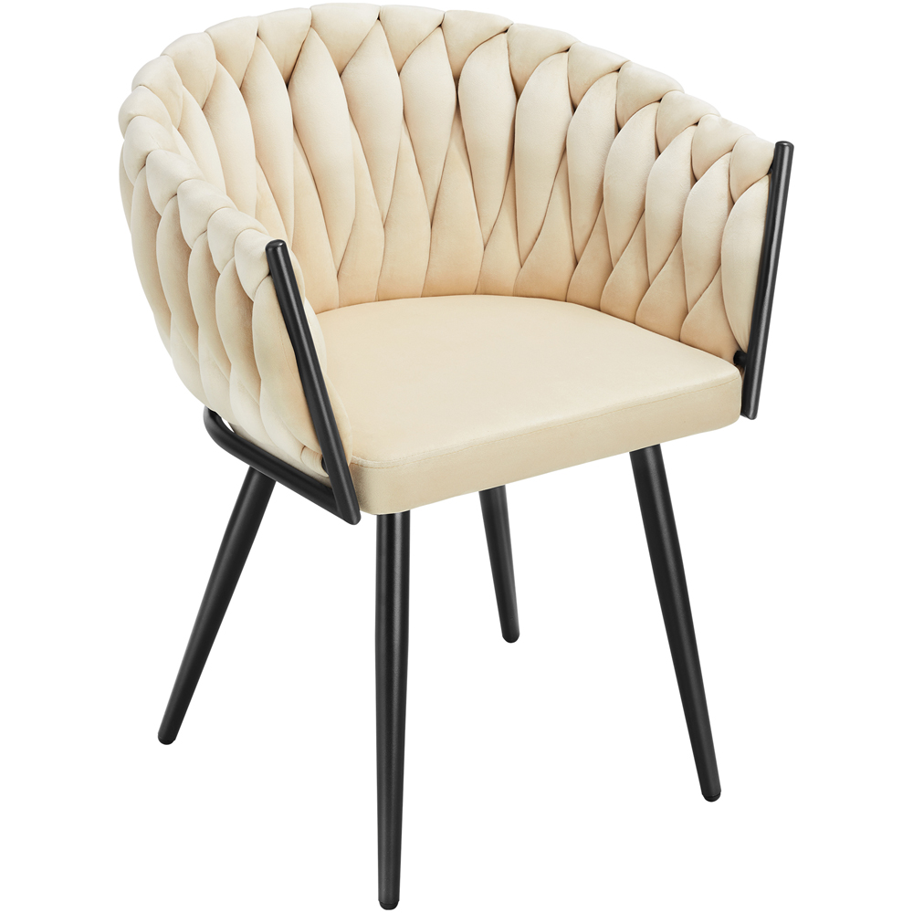 tectake Astano Set of 2 Sand Velvet Padded Knot Design Dining Chair Image 5