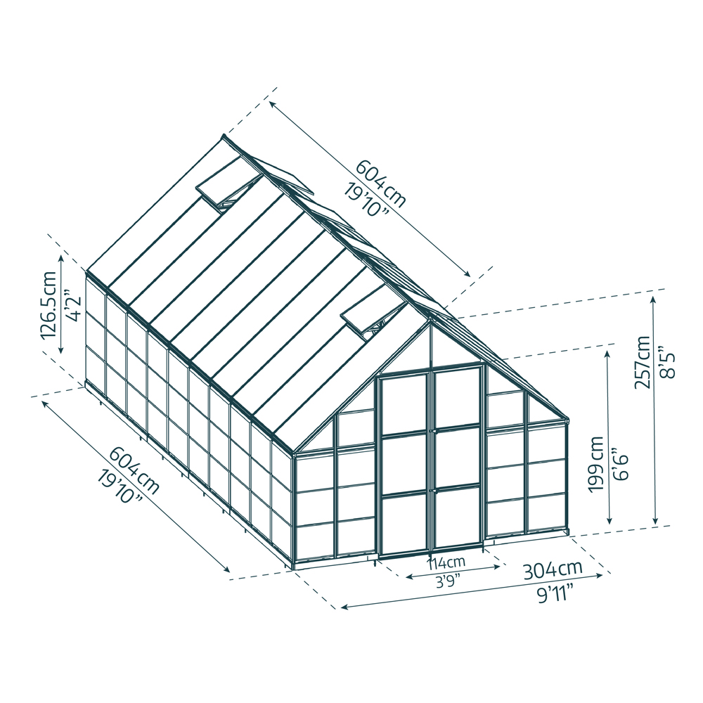 Palram Canopia Balance Silver Aluminium Polycarbonate 10 x 20ft Greenhouse Image 5