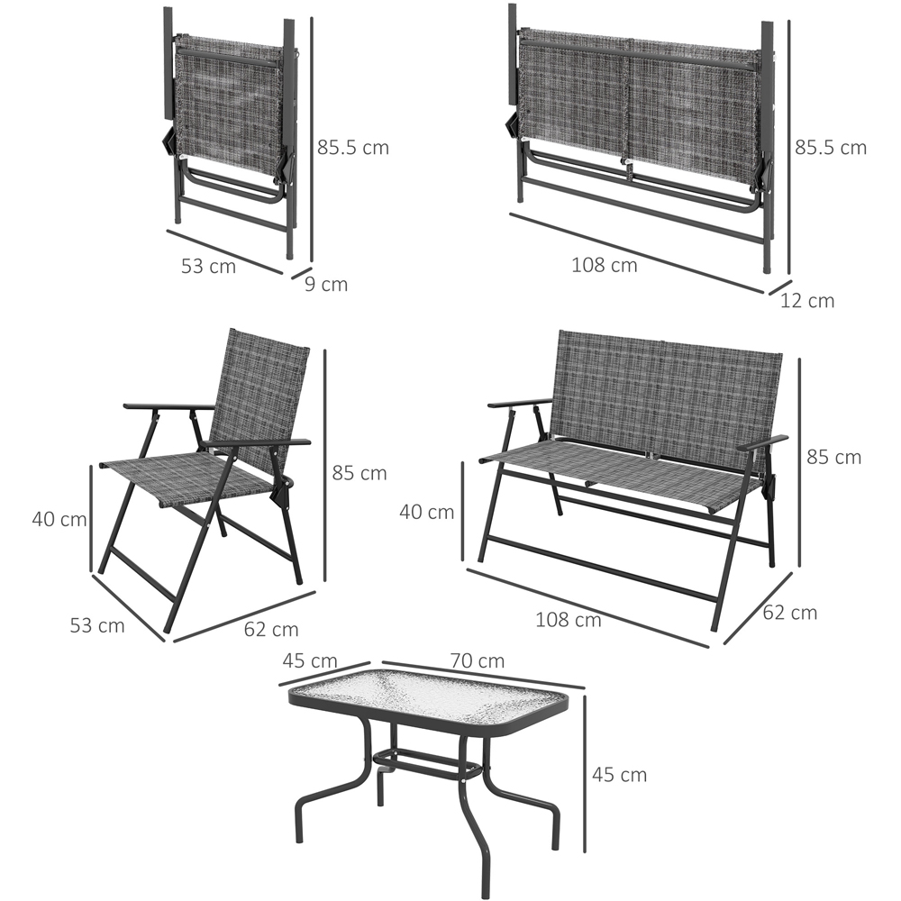 Outsunny 4 Seater Mixed Grey Mesh Fabric Lounge Set with Table Image 7