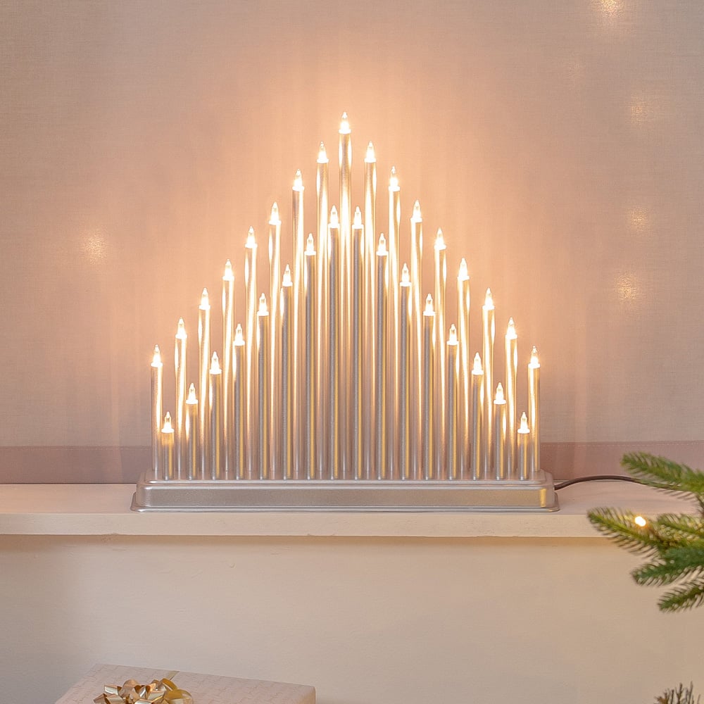 The Christmas Workshop Silver 33 White Fairy Light Candle Bridge Light Image 5