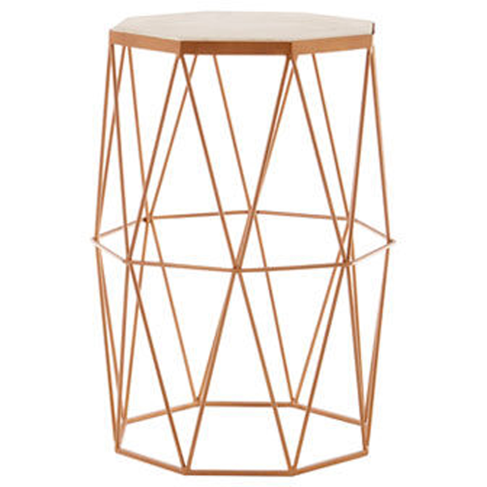Premier Housewares Shalimar Gold Octagonal Marble Side Table Image 2