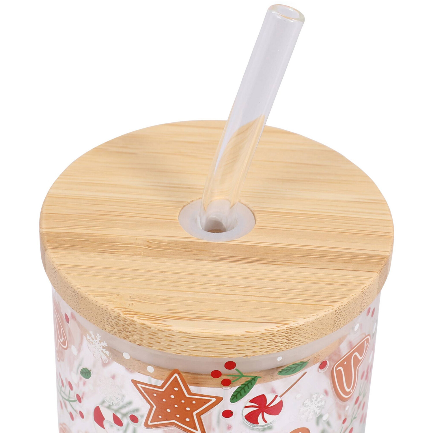 Christmas Drinking Jar with Straw - Brown Image 4