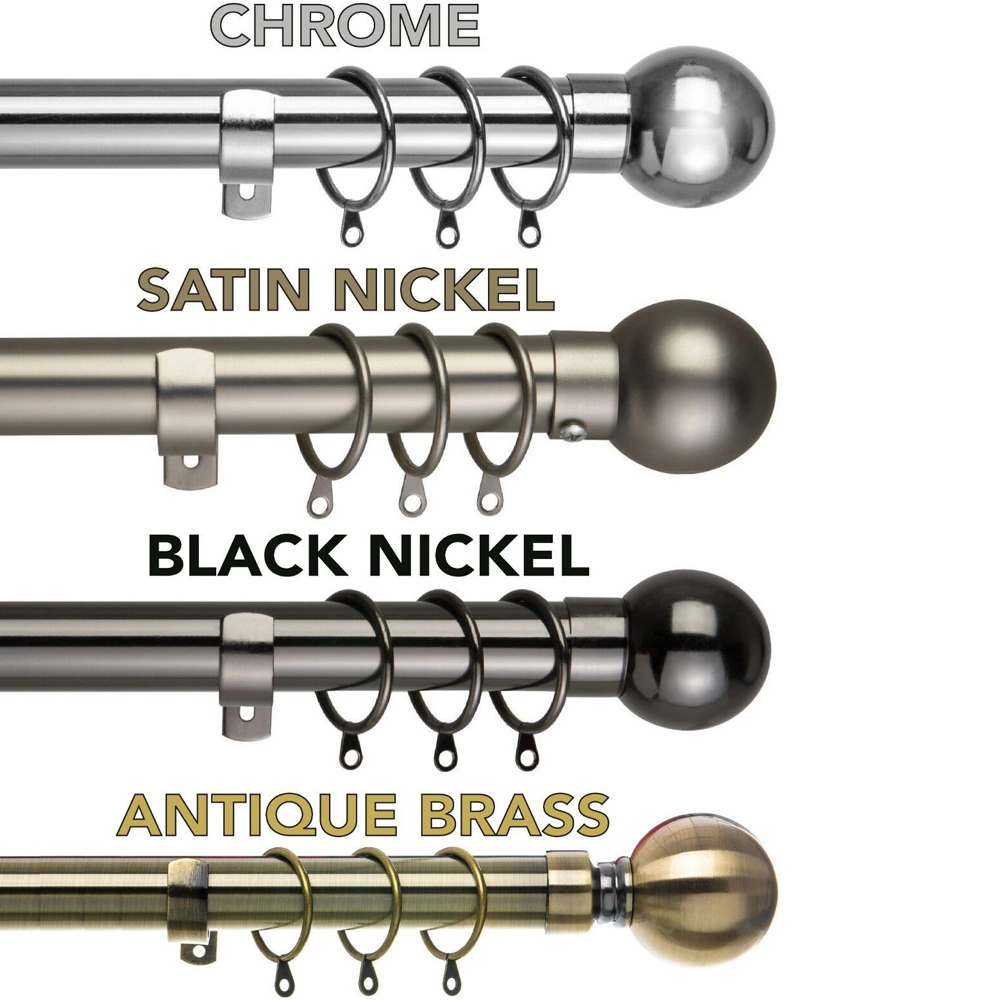 Home Treats 40 to 218cm Extendable Satin Nickel Metal Round Curtain Pole Image 6