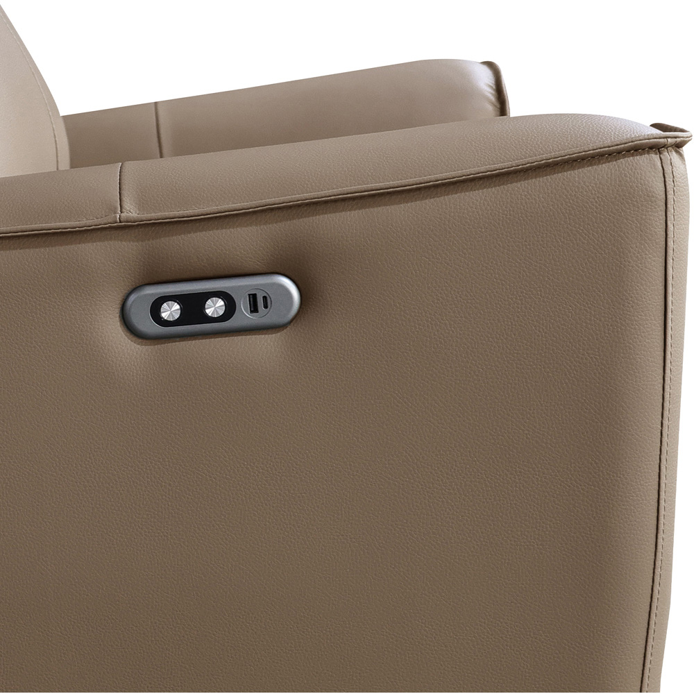Aspire Elmhurst 2 Seater Mushroom Leather Power Recliner Sofa with USB and USB-C Charging Image 6