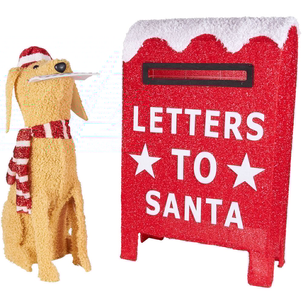 Christmas LED Dog and Post BoxRed and Neutral Image 2