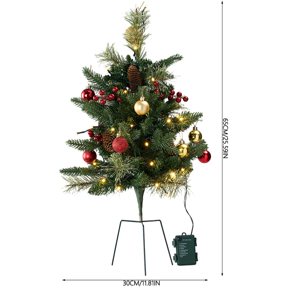 Living and Home Pre-Lit Artificial Christmas Tree with Berries and Pinecones 2.1ft 2 Pack Image 8