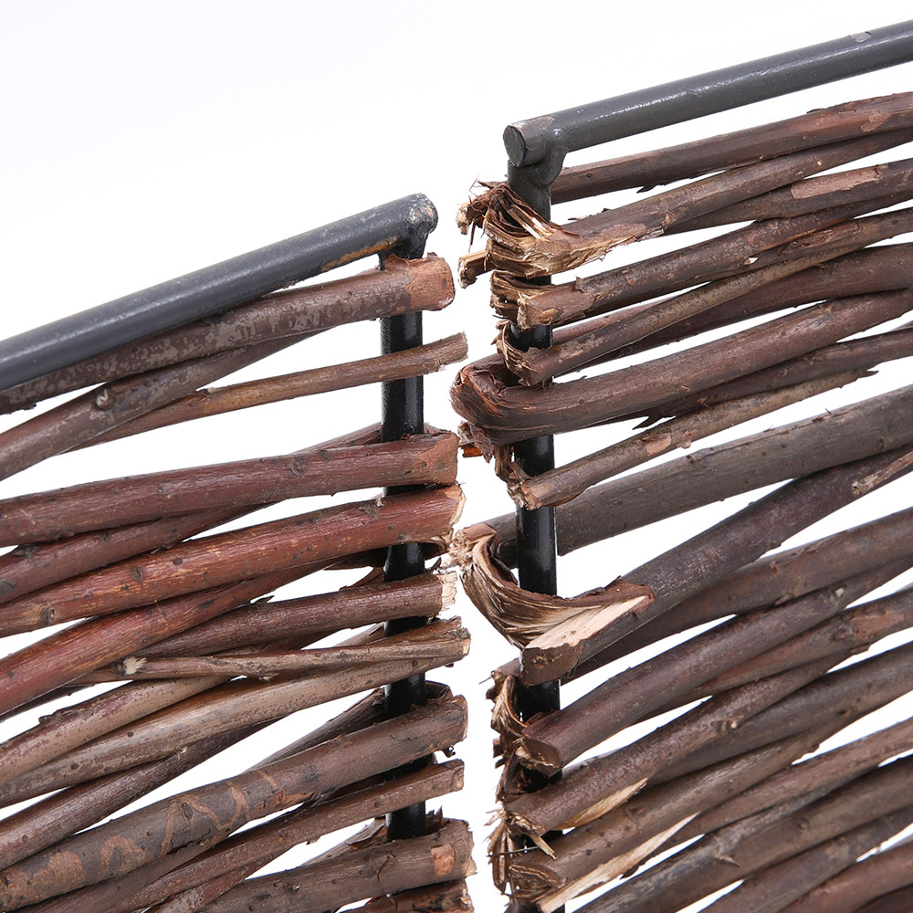 Living and Home 3.7 x 5.9ft Brown Wicker Foldable Trash Can Fence with Metal Frame Image 5