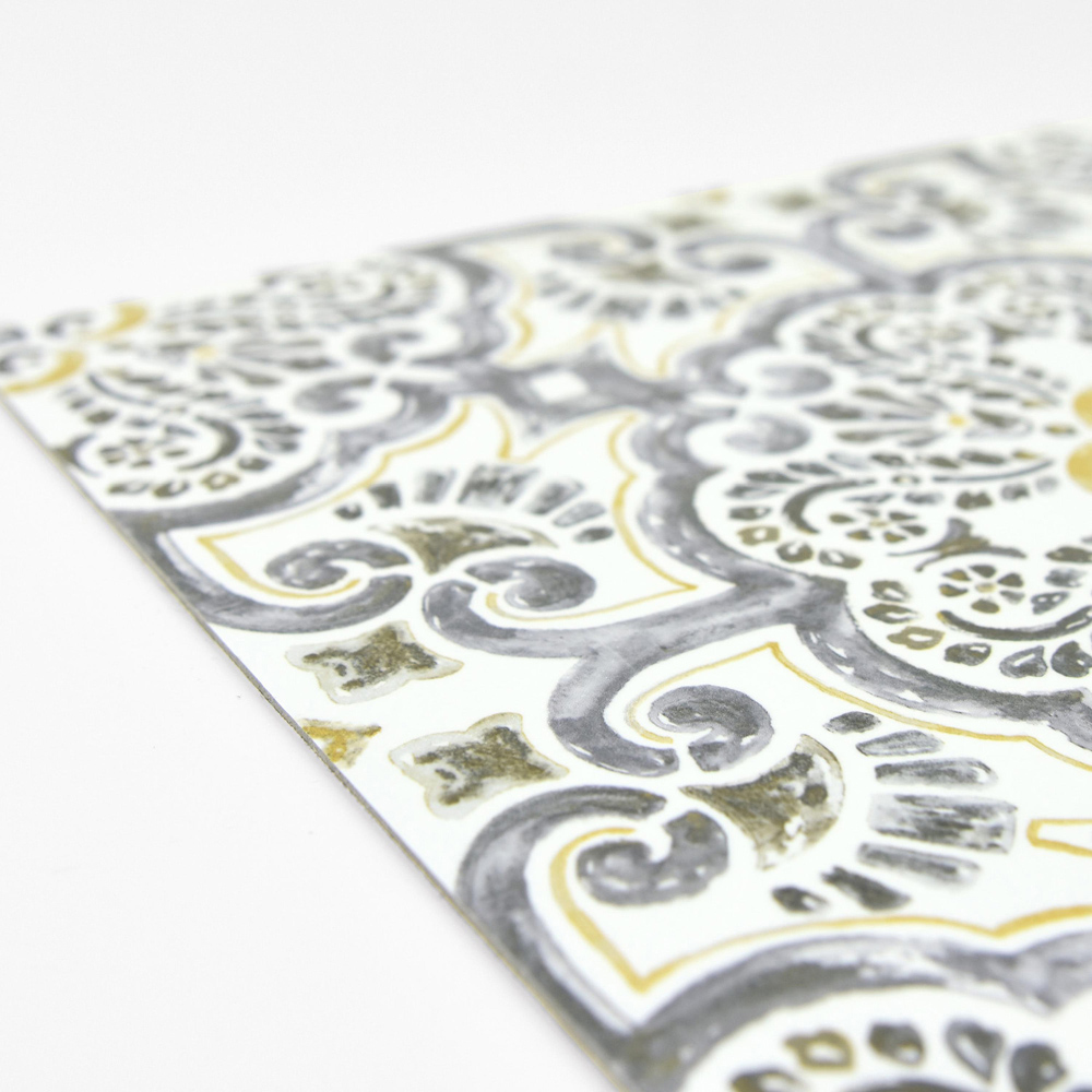 Floorpops Antico Yellow and Grey Peel and Stick Floor Tile 30.48 x 30.48cm 10 Pack Image 4