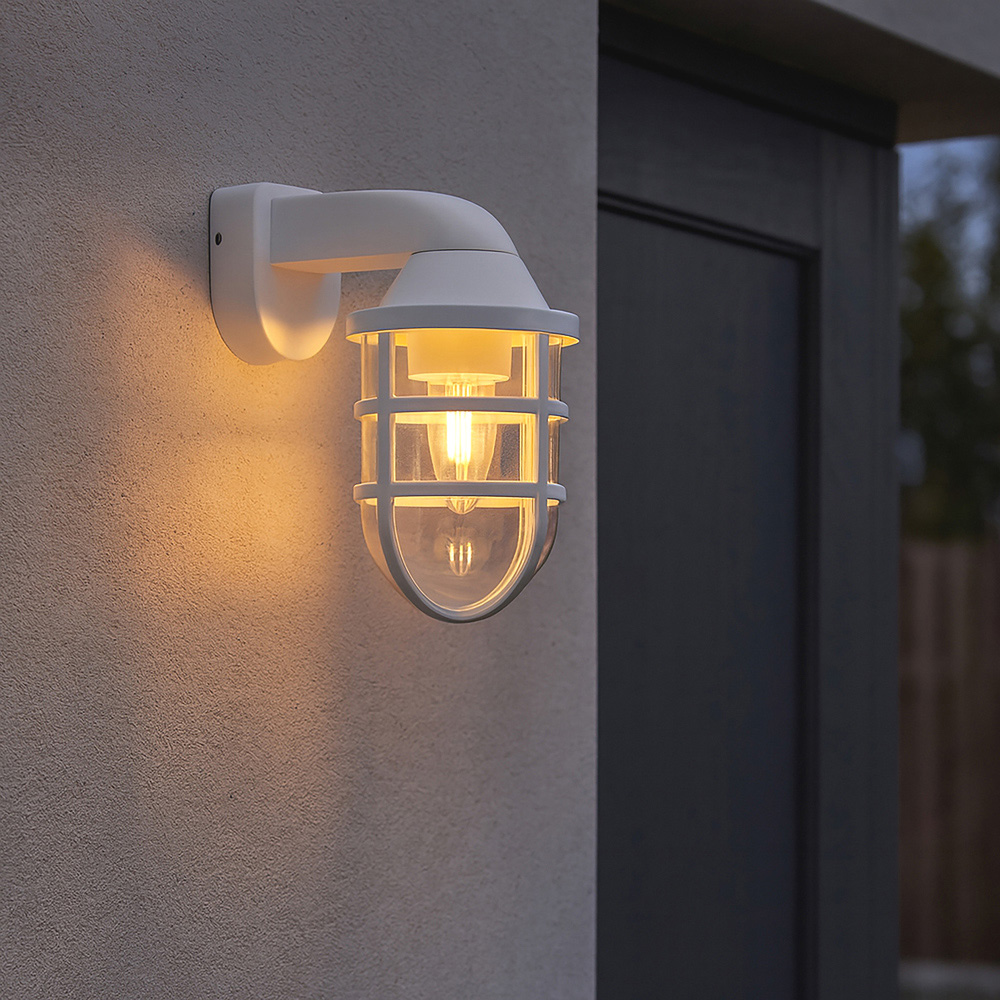 Lighting Collection IP44 Mariner White Outdoor Wall Light Image 2