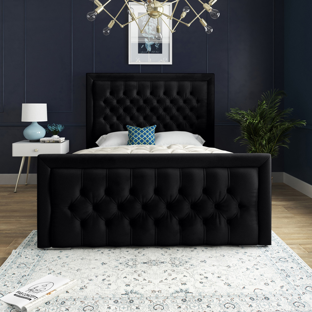 DS Living Kingston Small Double Black Soft Velvet Bed Frame Image 3