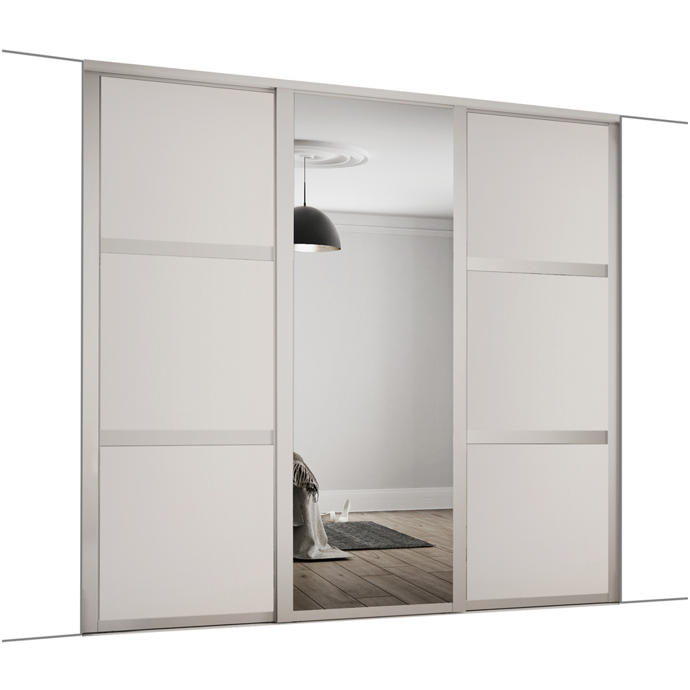 Spacepro Shaker 3 Door Cashmere Frame Mirror Sliding Wardrobe Kit 1680mm Image 1