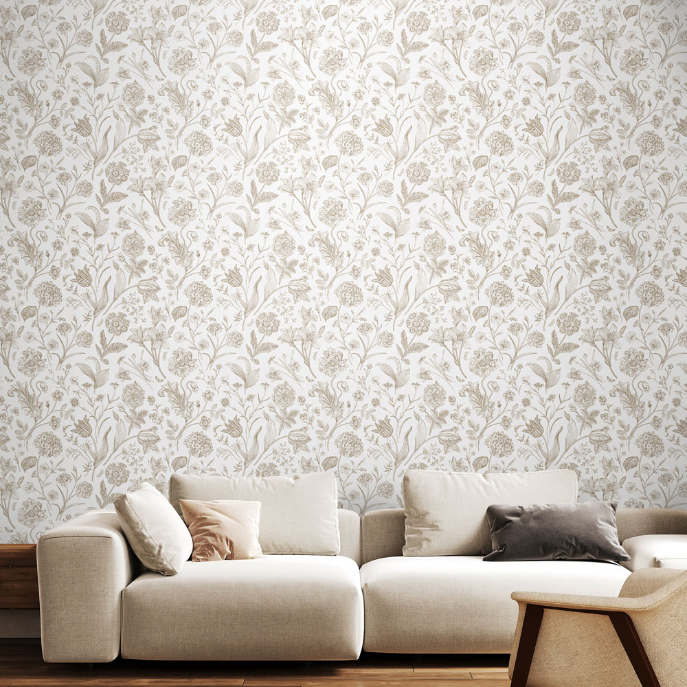 Hoopla Walls Purity Floral Toile Grey Wallpaper Image 2