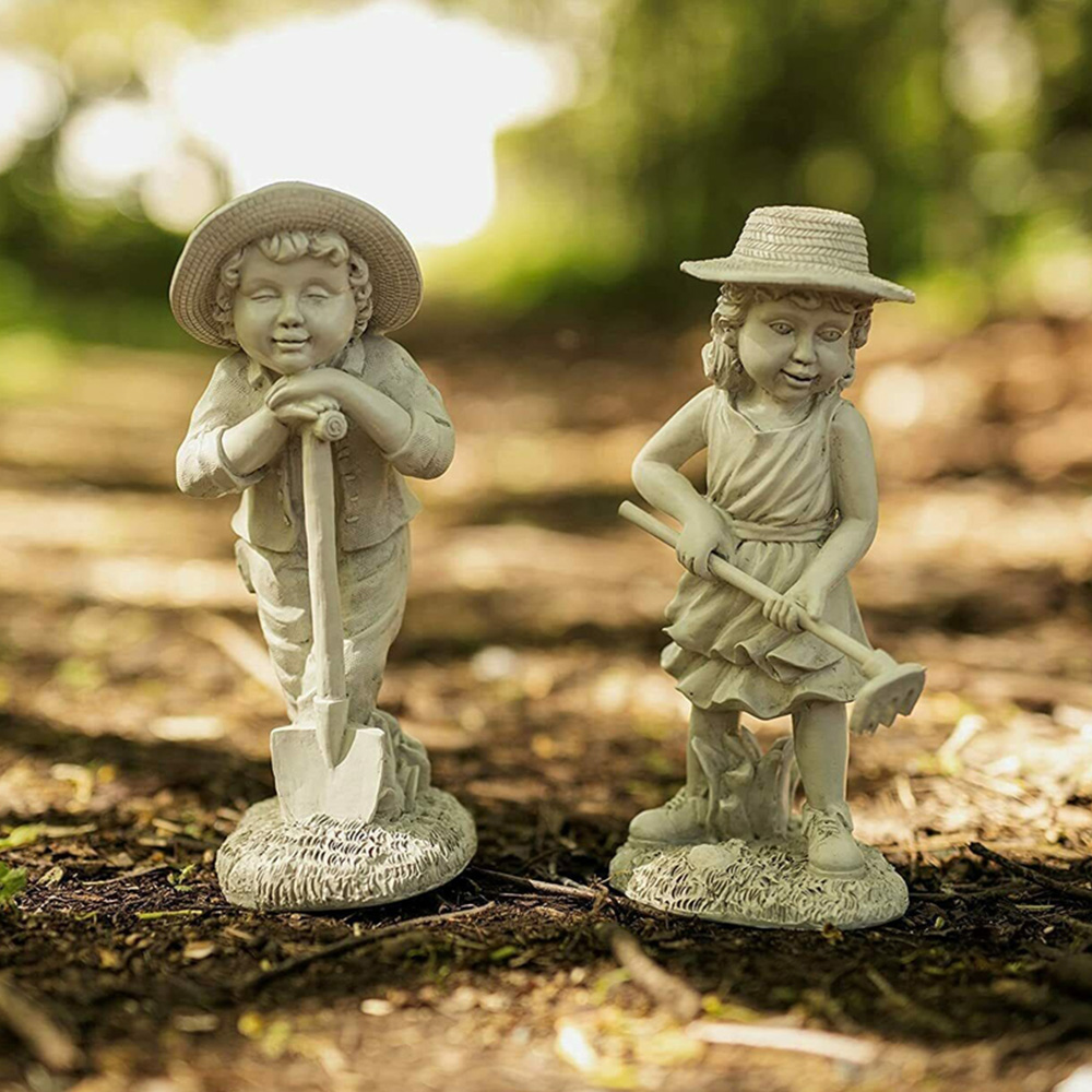 Marco Paul Resin Gardening Boy Girl Set Image 2