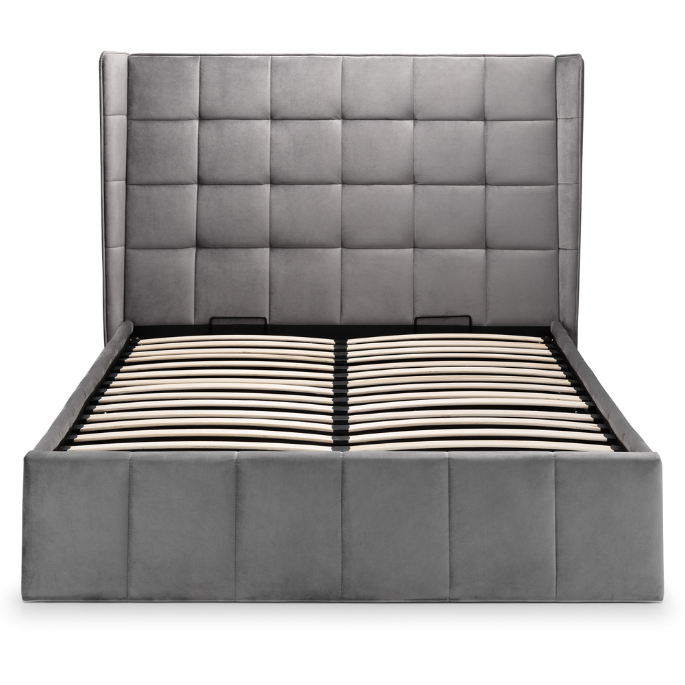 Julian Bowen Gatsby King Size Light Grey Velvet Storage Ottoman Bed Image 6