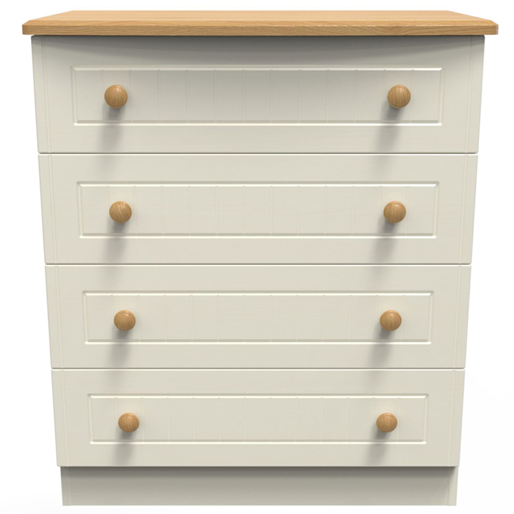 Crowndale Warwick 4 Drawer Cream Ash and Oak Chest of Drawers Image 2