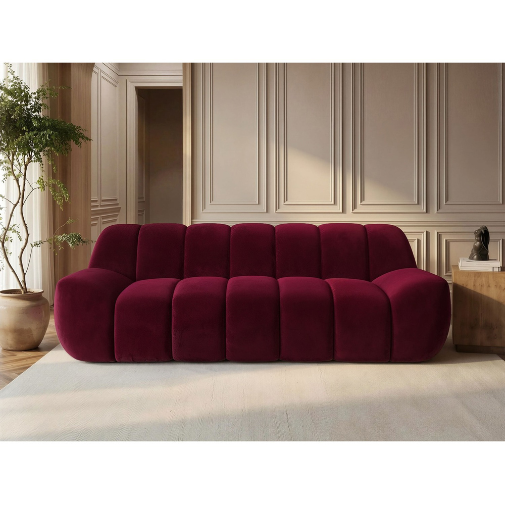 SOLACE+CO Macy Burnt Burgundy Velvet Large 3 Seater Sofa Image 6