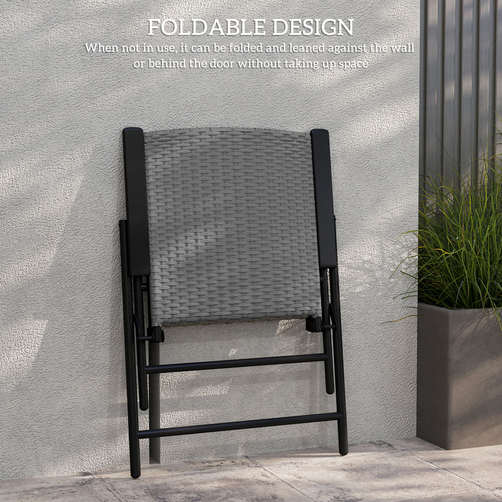 Outsunny 2 Piece Grey Rattan Foldable Chair Set Image 6