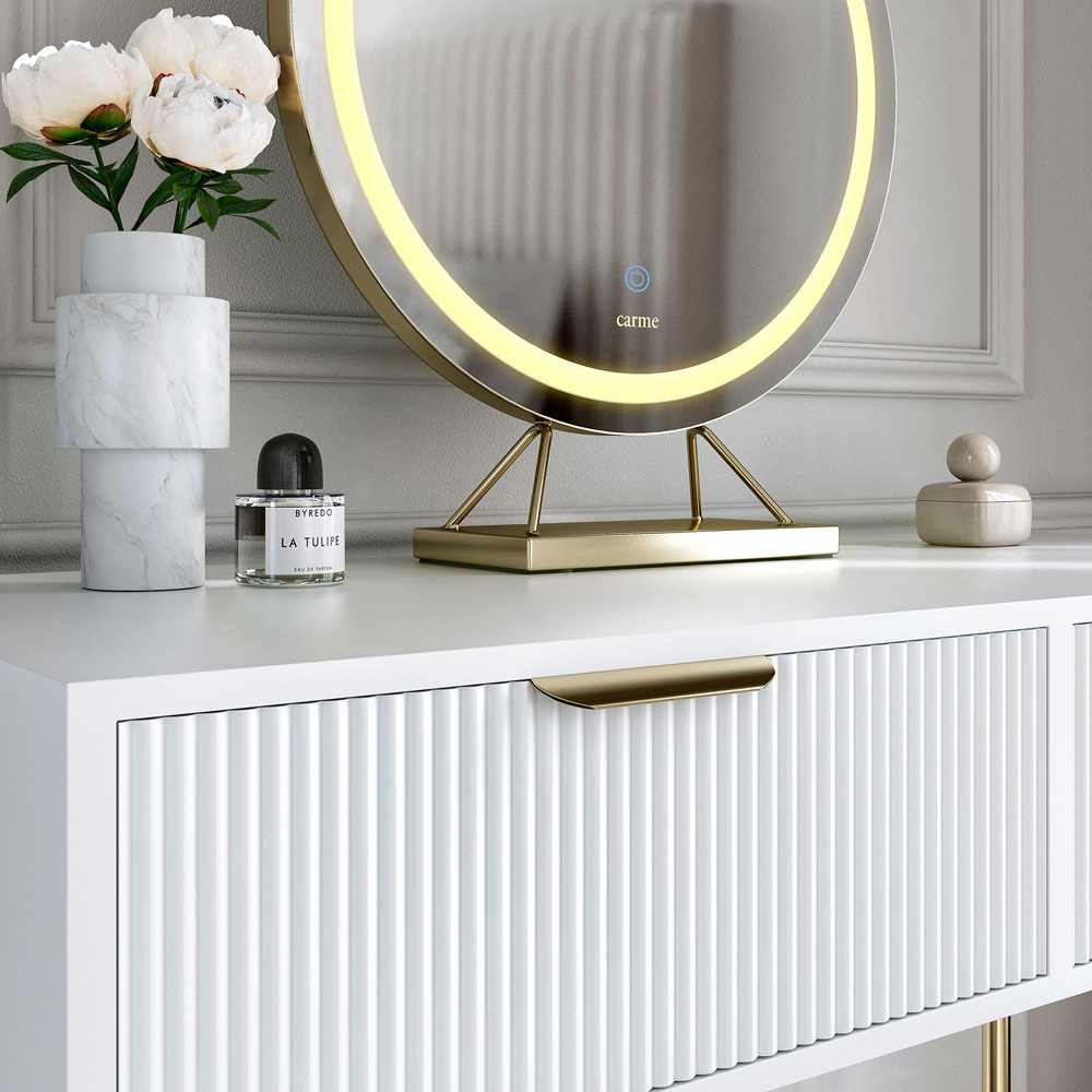 CARME Home Esme 2 Drawer White Dressing Table Image 4