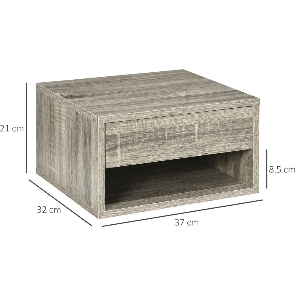 Portland Single Drawer Brown Floating Bedside Table Set of 2 Image 9