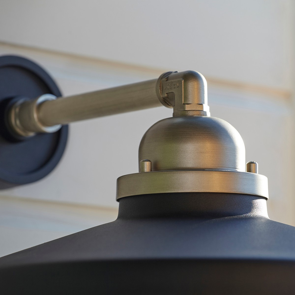 Merano Brindisi Matt Black Brushed Silver Clear Glass Dome Wall Lamp Image 5