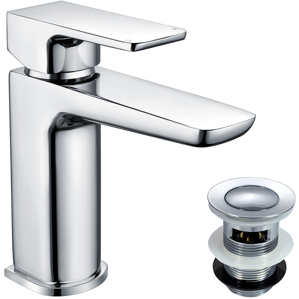 Nes Home Astra Modern Chrome Cloakroom Single Lever Basin Tap with Waste Image 1